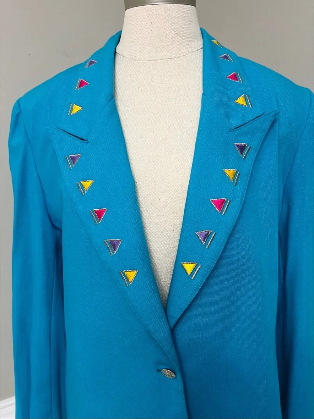 Vintage 80’s Women’s Turquoise Blazer by City Girl Los Angeles